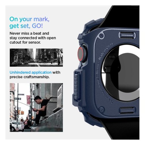 Spigen Rugged Armor Apple Watch 10 46mm tok, Navy Blue, kék