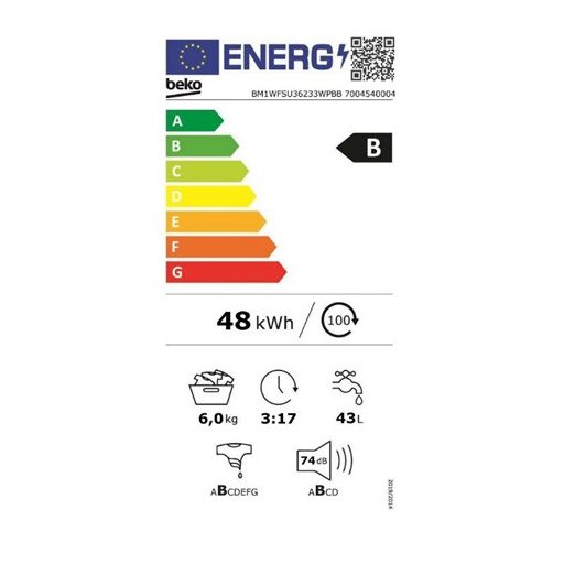 Beko MOSÓGÉP ELÖLTÖLTŐS 6 KG BM1WFSU36223WPBB